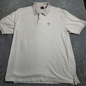 IZOD Mens Striped Polo Shirt Size XL Beige Short Sleeve Casual Classic